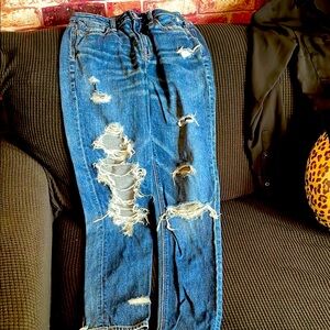 American Eagle Outfitters Blue Distressed Skinny Jeans